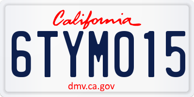 CA license plate 6TYM015