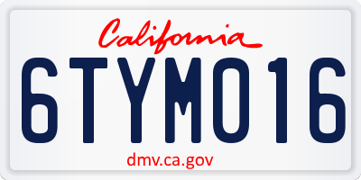 CA license plate 6TYM016