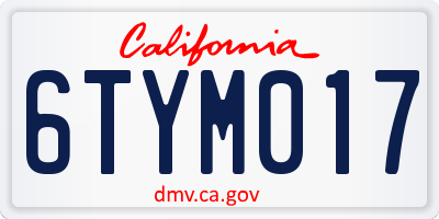 CA license plate 6TYM017