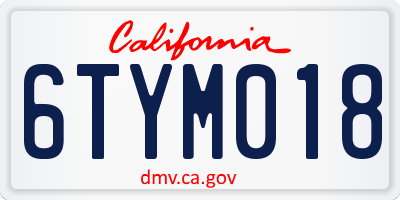 CA license plate 6TYM018