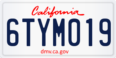 CA license plate 6TYM019