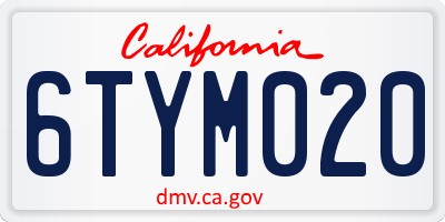 CA license plate 6TYM020