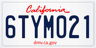 CA license plate 6TYM021