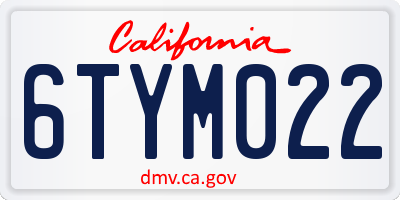 CA license plate 6TYM022