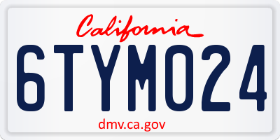 CA license plate 6TYM024