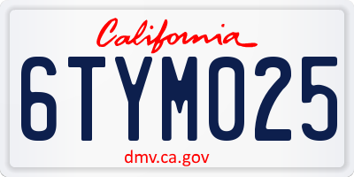 CA license plate 6TYM025