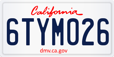 CA license plate 6TYM026