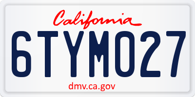 CA license plate 6TYM027