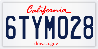 CA license plate 6TYM028