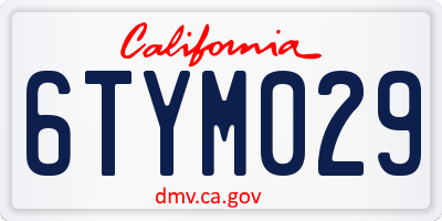 CA license plate 6TYM029