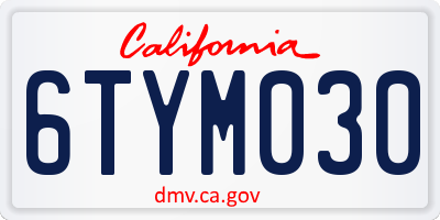 CA license plate 6TYM030