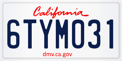 CA license plate 6TYM031