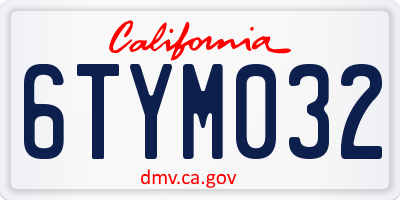 CA license plate 6TYM032