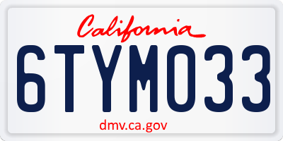 CA license plate 6TYM033