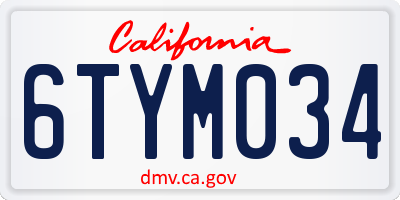 CA license plate 6TYM034
