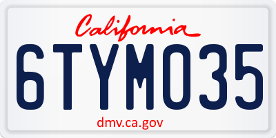 CA license plate 6TYM035