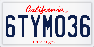 CA license plate 6TYM036