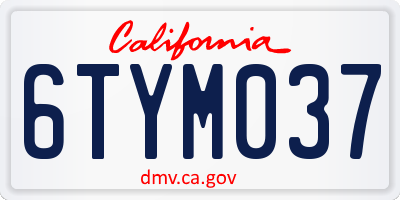 CA license plate 6TYM037