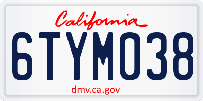 CA license plate 6TYM038