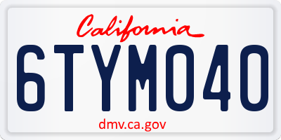 CA license plate 6TYM040