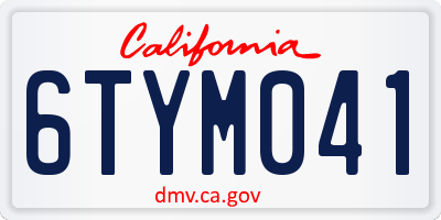 CA license plate 6TYM041