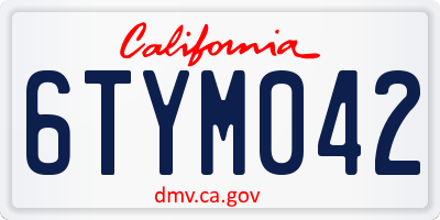 CA license plate 6TYM042