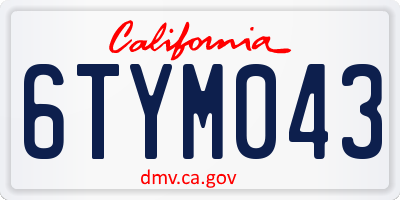 CA license plate 6TYM043