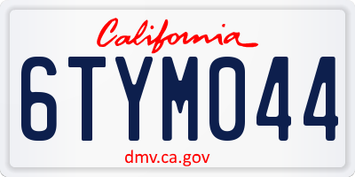 CA license plate 6TYM044