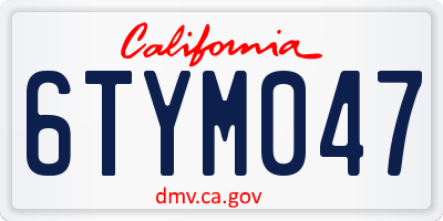 CA license plate 6TYM047