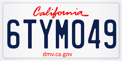 CA license plate 6TYM049