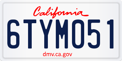 CA license plate 6TYM051