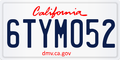 CA license plate 6TYM052