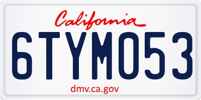 CA license plate 6TYM053
