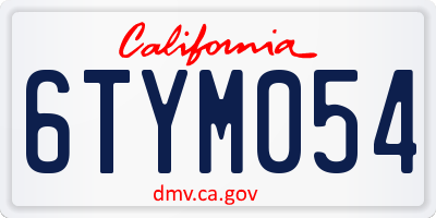 CA license plate 6TYM054