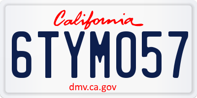 CA license plate 6TYM057