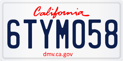 CA license plate 6TYM058