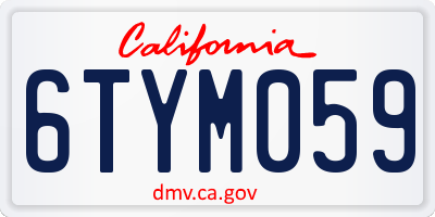 CA license plate 6TYM059