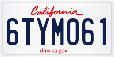 CA license plate 6TYM061