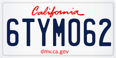 CA license plate 6TYM062