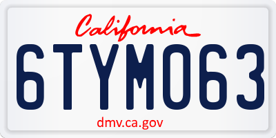 CA license plate 6TYM063
