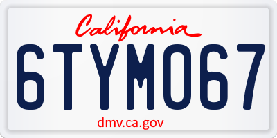 CA license plate 6TYM067