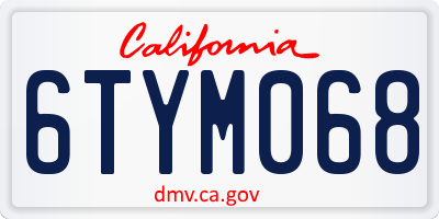 CA license plate 6TYM068