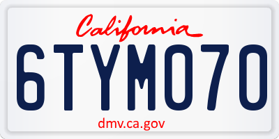 CA license plate 6TYM070