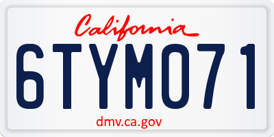 CA license plate 6TYM071