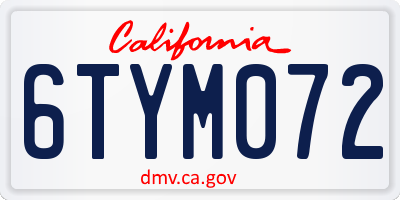 CA license plate 6TYM072