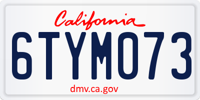CA license plate 6TYM073