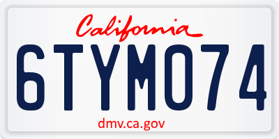CA license plate 6TYM074