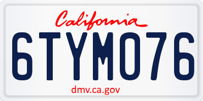 CA license plate 6TYM076