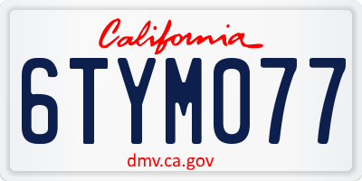 CA license plate 6TYM077