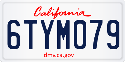 CA license plate 6TYM079